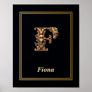 Luxus-Barock-Initial-F-Plakat Poster
