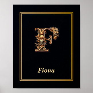 Luxus-Barock-Initial-F-Plakat Poster