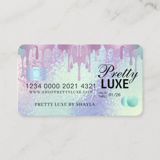 Luxus Beauty Dripping Holographic Credit Style Bu Visitenkarte (Vorderseite)