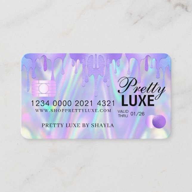 Luxus Beauty Dripping Holographic Credit Style Bu Visitenkarte (Vorderseite)