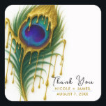 Luxus Beauty Gold Tropfen Glam Peacock Feather Quadratischer Aufkleber<br><div class="desc">Luxury Beauty Gold Tropfen Glam Peacock Feather Stickers</div>
