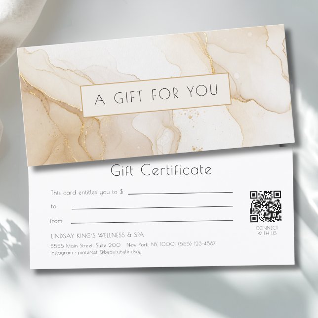Luxus-Beige-Gold-Marmor-QR-Code-Geschenkgutschein (Luxury Beige Gold Marble QR Code Gift Certificate)