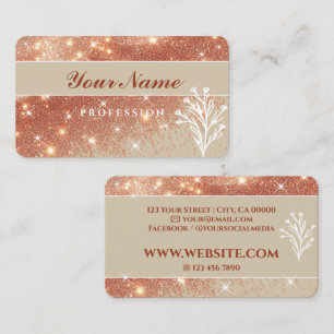 Luxus Beige Rose Gold Glitzer Sparkling Stars Visitenkarte