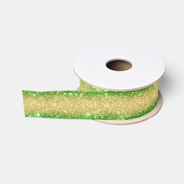 Luxus Beliebter Geschenk Green Gold Glitzer Ripsband (Spule)