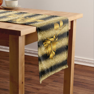 Luxus Beliebtes Geschenk Floral Gold Glitzer Mittelgroßer Tischläufer