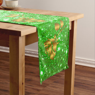 Luxus Beliebtes Geschenk Floral Gold Glitzer Mittelgroßer Tischläufer