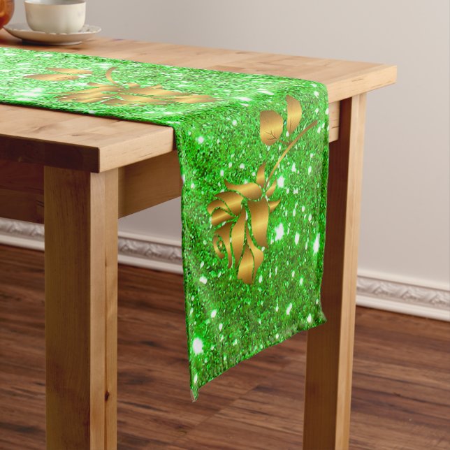Luxus Beliebtes Geschenk Floral Gold Glitzer Mittelgroßer Tischläufer (Beispiel)