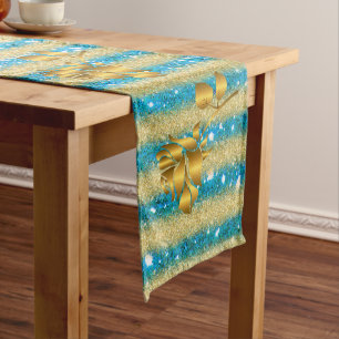 Luxus Beliebtes Geschenk Floral Gold Glitzer Mittelgroßer Tischläufer