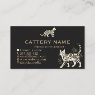 Luxus Bengal Katzenzucht Schwarz & Gold Individual Visitenkarte