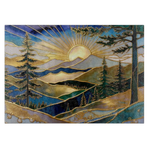 Luxus-Berg-Sonnenaufgang-Glas-Schneidbrett Schneidebrett