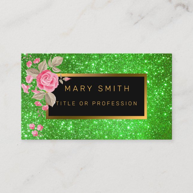 Luxus Best Popular Green Gold Glitzer Visitenkarte (Vorderseite)