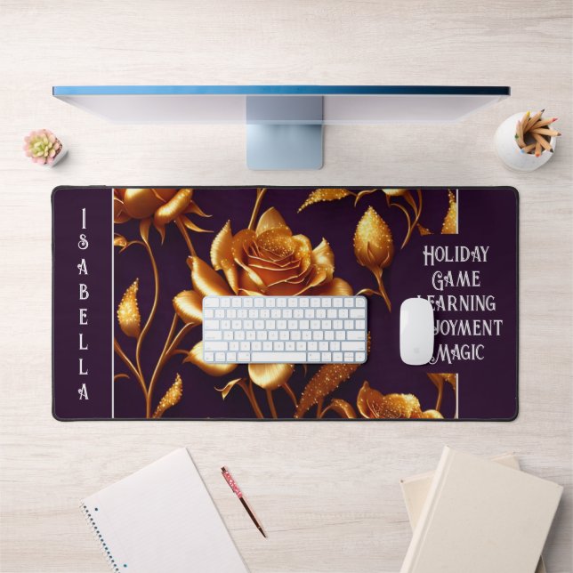 Luxus Big Gold Rose Moderne Kollektion Schreibtischunterlage (Büro 1)