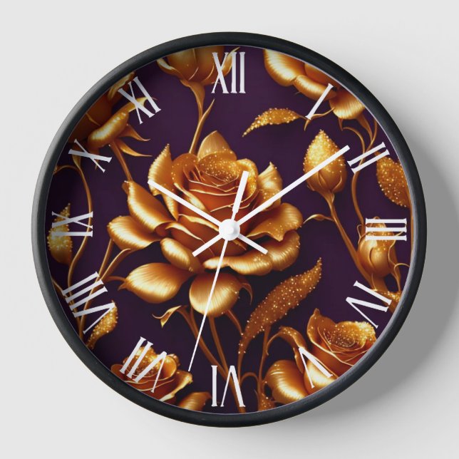 Luxus Big Gold Rose Moderne Kollektion Uhr (Vorderseite)