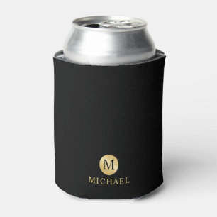Luxus Black and Gold Personalisiert Monogram Dosenkühler