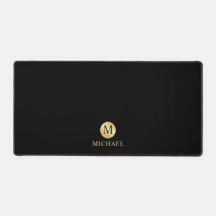 Luxus Black and Gold Personalisiert Monogram Schreibtischunterlage