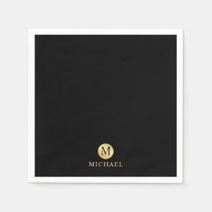 Luxus Black and Gold Personalisiert Monogram Serviette