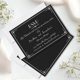 Luxus Black and White Wedding Website RSVP Card Karte