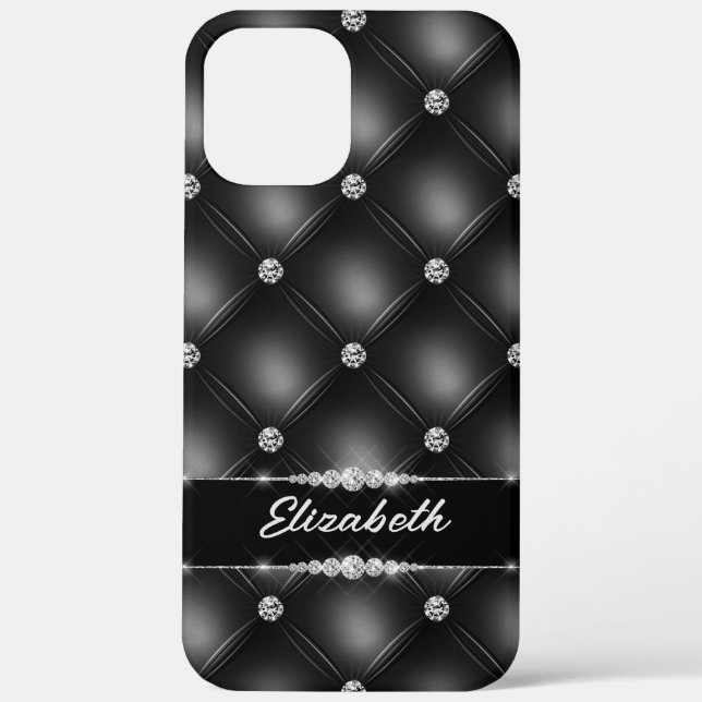 Luxus Black Bling Sparkle Diamond Individuelle Nam Case-Mate iPhone Hülle (Rückseite)