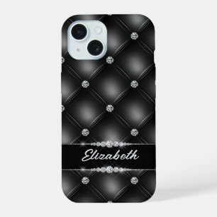 Luxus Black Bling Sparkle Diamond Individuelle Nam iPhone 15 Hülle