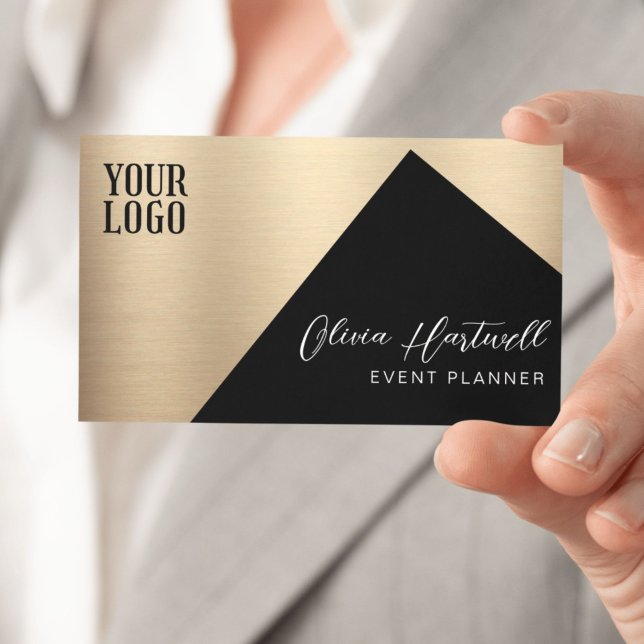 Luxus Black & Gold Event Planner Visitenkarte (Von Creator hochgeladen)