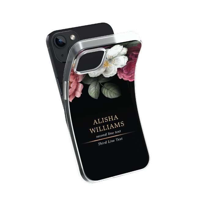 Luxus Black Gold Floral Business Personalisiert Case-Mate iPhone Hülle (Von Creator hochgeladen)