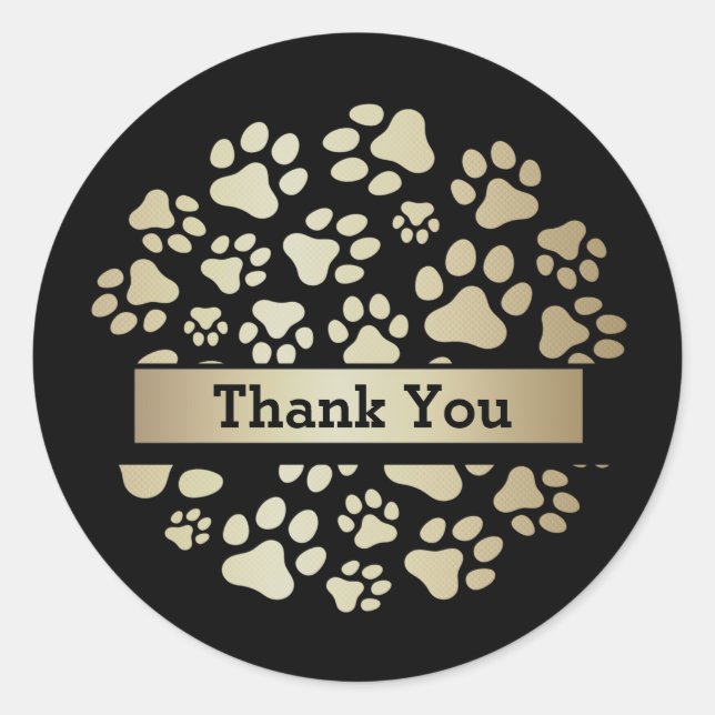 Luxus Black Gold Foil Pet Store Runder Aufkleber (Vorderseite)