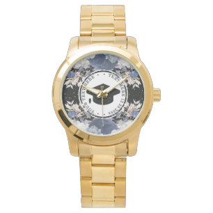 Luxus Black Gold Glitzer Floral Abschluss Armbanduhr