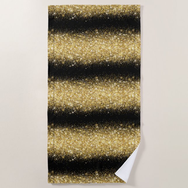 Luxus Black Gold Glitzer Strandtuch (Vorderseite)
