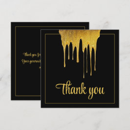Luxus Black & Gold Glitzer Tropfen Sweet 16 Geburt Dankeskarte