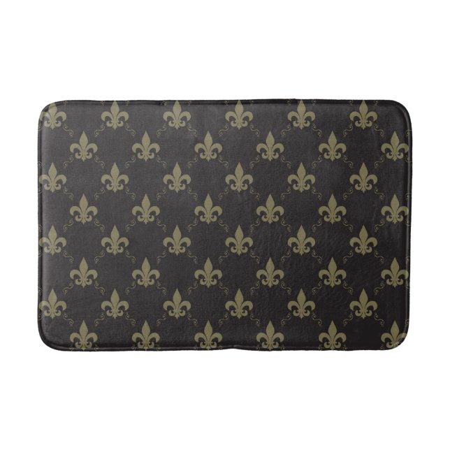 Luxus Black Gold Lilie Muster Badematte (Vorderseite)