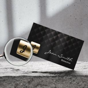 Luxus Black & Gold Monogram Detective Visitenkarte
