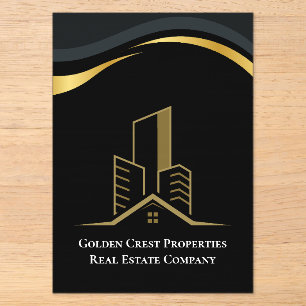 Luxus Black & Gold Personalisiert Real Anwesen Acryleinladungen