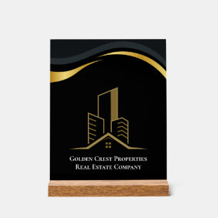 Luxus Black & Gold Personalisiert Real Anwesen Acrylschild