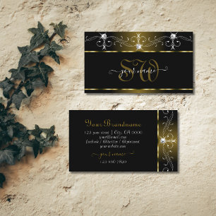 Luxus Black Gold Verziert Sparkle Jewels Initials Visitenkarte
