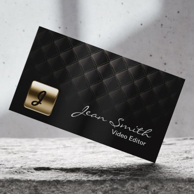 Luxus Black & Gold Video Editor Business Card Visitenkarte (Von Creator hochgeladen)