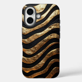 Luxus Black & Gold Zebra Stripes Handy Fall iPhone 16 Hülle