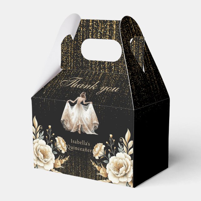 Luxus Black Ivory Gold Mexikanischer Stil Quinceañ Geschenkschachtel (Vorderseite)
