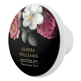 Luxus Black Personalisiert Floral Keramikknauf