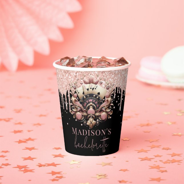 Luxus Black Pink Casino Personalisiert Pappbecher (Insitu)