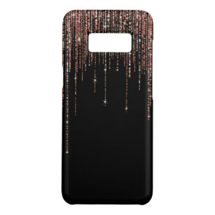 Luxus Black Rose Gold Funkelnd Glitzer Fringe Case-Mate Samsung Galaxy S8 Hülle