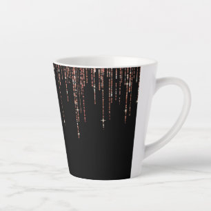Luxus Black Rose Gold Funkelnd Glitzer Fringe Milchtasse