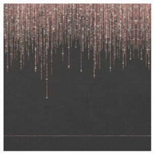 Luxus Black Rose Gold Funkelnd Glitzer Fringe Stoff