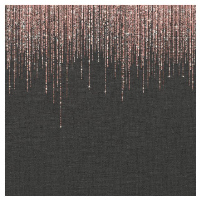 Luxus Black Rose Gold Funkelnd Glitzer Fringe Stoff (Nahaufnahme)