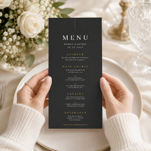 Luxus-Black-Tie-Hochzeitsempfangs-Menükarte Menükarte