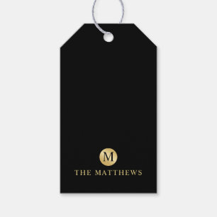 Luxus Black und Gold Personalisiert Monogramm Geschenkanhänger