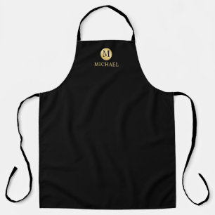 Luxus Black und Gold Personalisiert Monogramm Schürze