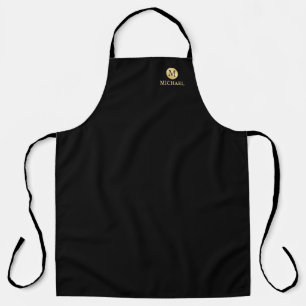 Luxus Black und Gold Personalisiert Monogramm Schürze
