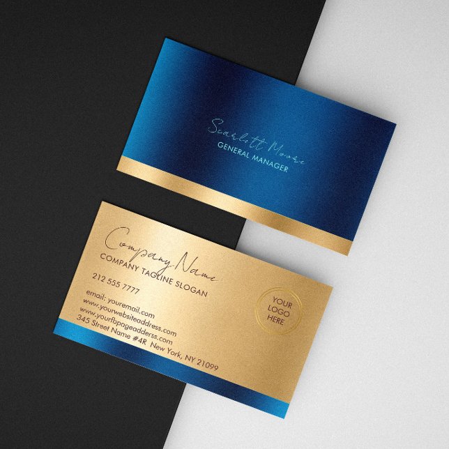 Luxus Blau & Gold Visitenkarte (Von Creator hochgeladen)
