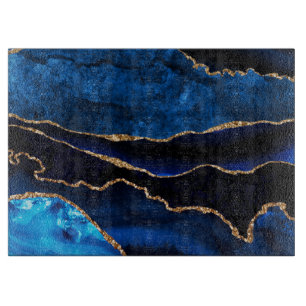 Luxus Blau und Gold Glitter Achat Schneidebrett