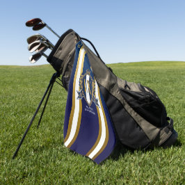 Luxus Blau und Weiß monogrammiertes Wappen Dekorat Golfhandtuch